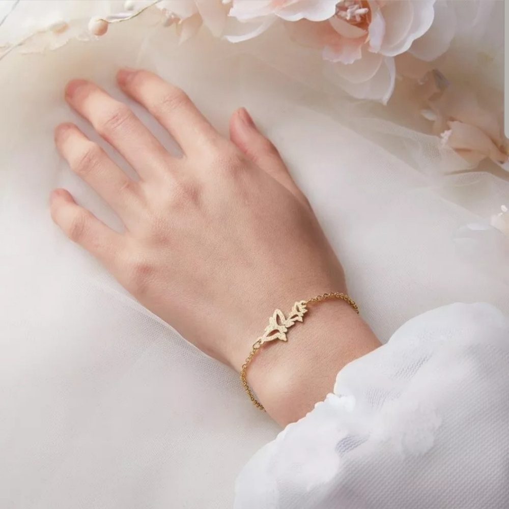 Super Cute Gold Stainless Steel Butterfly Bracelet